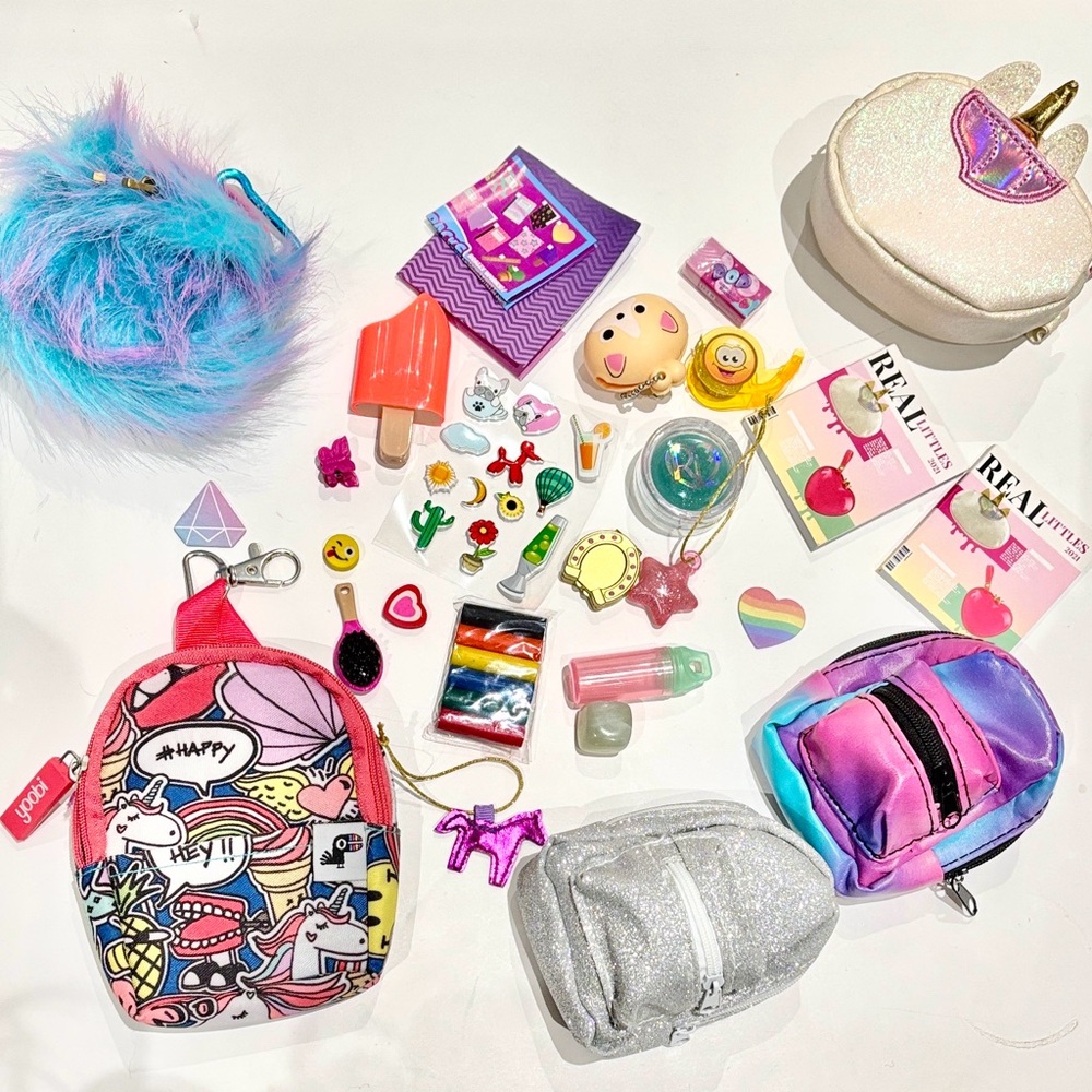 Lot of Real Littles & Yoobi Bags Backpacks + Accessories Doll Size Toy